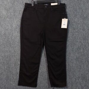 NYDJ Capri Jeans Womens 10‎ Black Release Hem Lift Tuck Stretch Denim MBDM2132